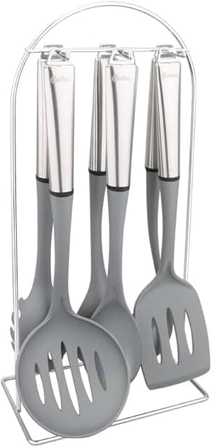 Six-piece nylon and steel utensil set