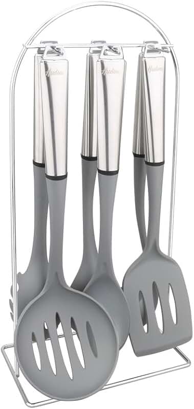 Six-piece nylon and steel utensil set