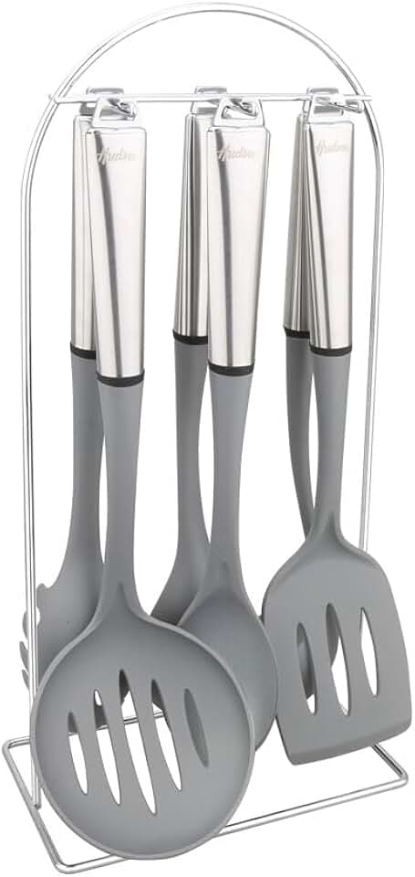 Six-piece nylon and steel utensil set