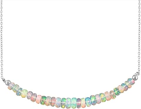 Ethiopian Fire Opal Necklace with Sterling Silver Chain