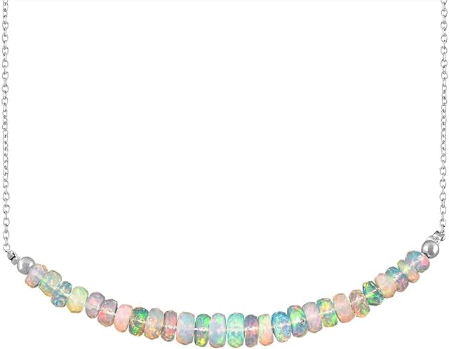 Ethiopian Fire Opal Necklace with Sterling Silver Chain