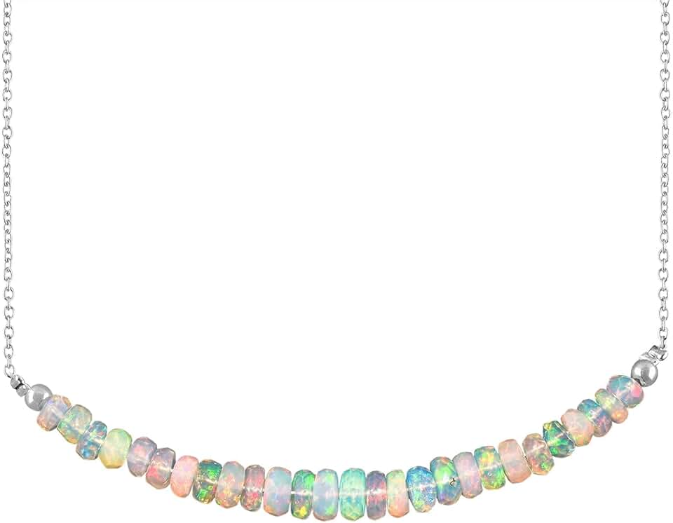 Ethiopian Fire Opal Necklace with Sterling Silver Chain