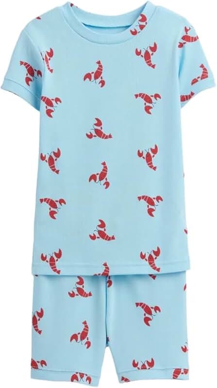 Toddler Unisex Short John Pajama Set Blue 12-18 Months