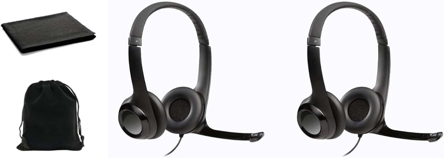 Wired Stereo Headset with Microphone, USB, 2 Pack
