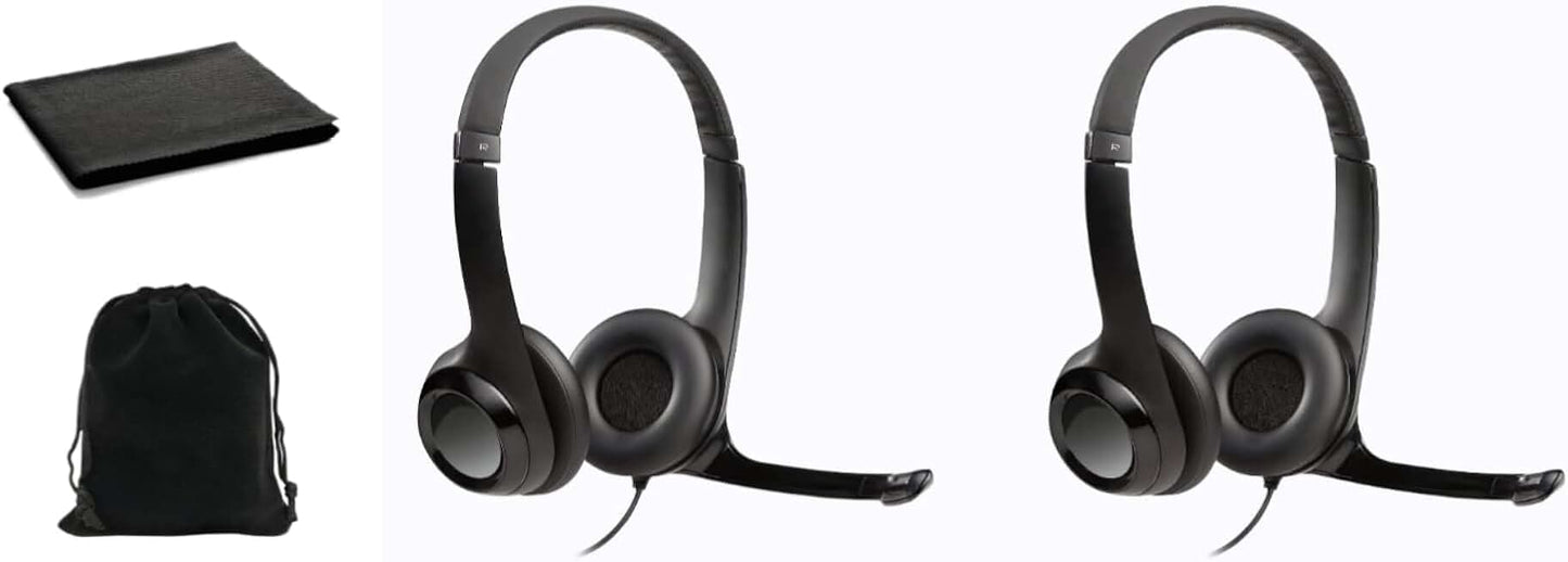 Wired Stereo Headset with Microphone, USB, 2 Pack