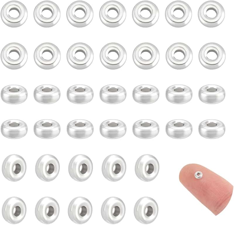 60pcs Sterling Silver Spacer Beads for Jewelry Making