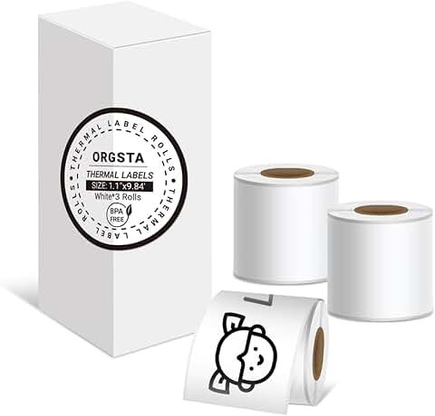 White Self-Adhesive Thermal Paper, 3 Rolls, 28mm x 3m
