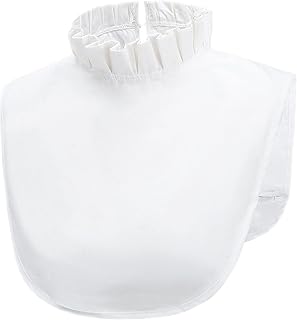 White lace ruffle turtleneck blouse with stand-up collar