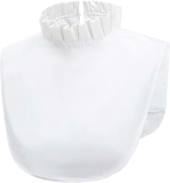 White lace ruffle turtleneck blouse with stand-up collar