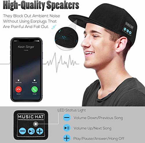 Hat with Bluetooth Speaker Adjustable Bluetooth Hat Wireless Smart Speakerphone Cap for Outdoor Sport Baseball Cap is The Birthday Gifts for Men/Women/Boys/Girls Black
