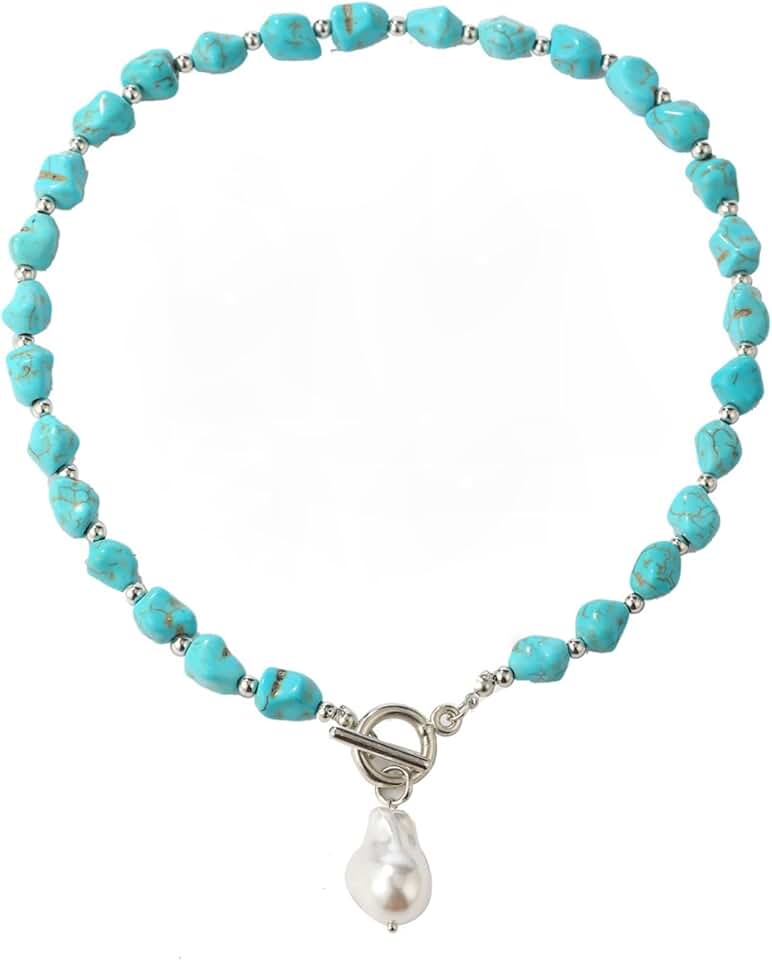 Turquoise Beaded Necklace with Ethnic Pendant