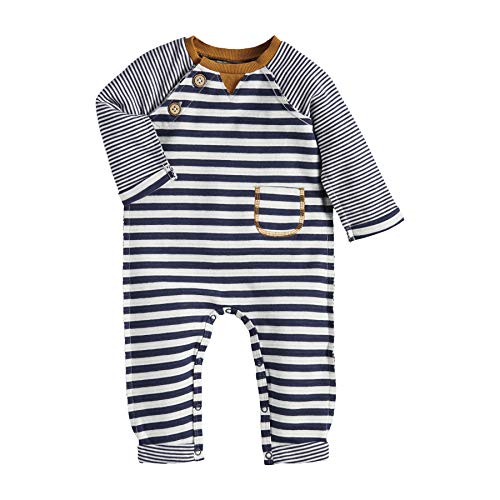 Baby Boys  Stripe Double Jersey One-Piece, Blue, 3-6 Months