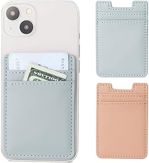 Two Leather Phone Wallets with Card Holders in Pink and Blue