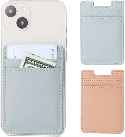 Two Leather Phone Wallets with Card Holders in Pink and Blue