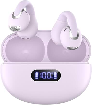 Wireless Open Ear Clip Earbuds with Mic and 24H Play