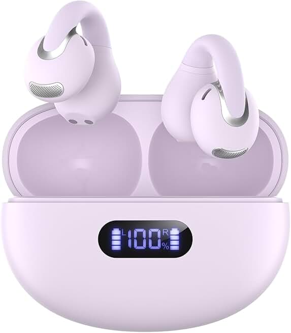 Wireless Open Ear Clip Earbuds with Mic and 24H Play