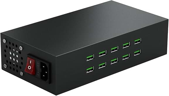 10-Port 200W USB Charging Station for Multiple Devices