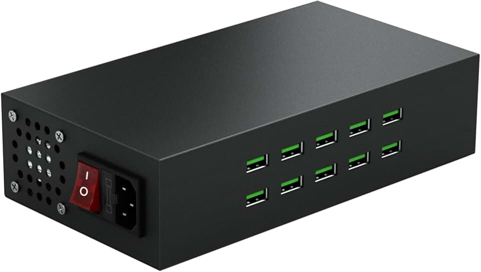 10-Port 200W USB Charging Station for Multiple Devices