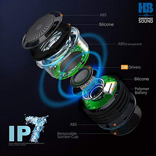 Bluetooth Shower Speaker Illumination 2.0 - Waterproof Bluetooth Speaker - IPX7 Waterproof, Shockproof, Dustproof with LED Lights - Bluetooth 4.0 Pairs with Phones, Tablets, Computer and Radio.