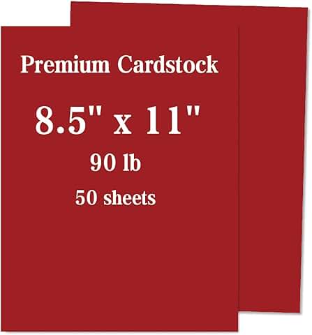 50 Sheets Red Heavyweight Cardstock for Crafts and Printing