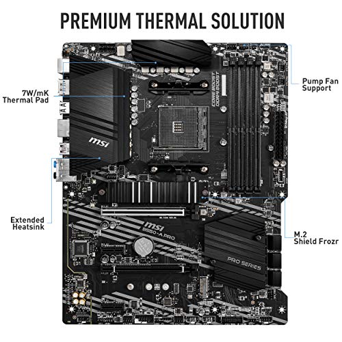 B550-A PRO ProSeries Motherboard (AMD AM4, DDR4, PCIe 4.0, SATA 6Gb/s, M.2, USB 3.2 Gen 2, HDMI/DP, ATX)