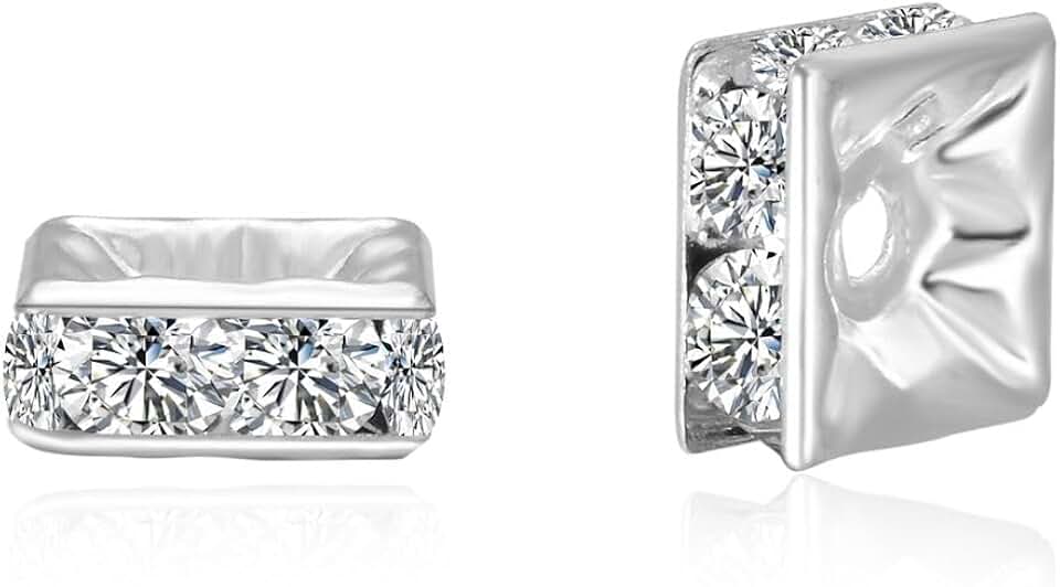200pcs Clear Square Rhinestone Beads for Jewelry Making