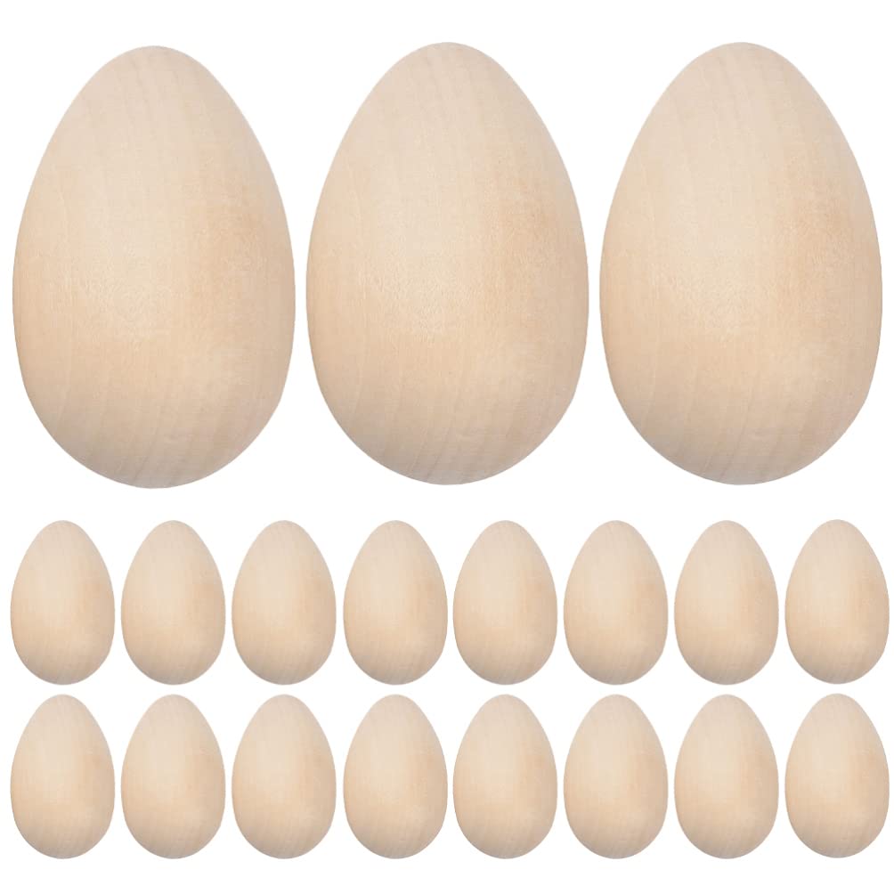 20pcs Unfinished Wooden Eggs for Painting and Decorating