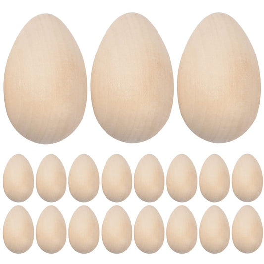 20pcs Unfinished Wooden Eggs for Painting and Decorating