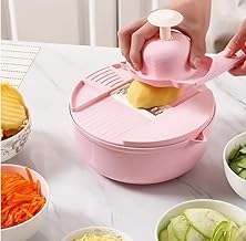 Pink 12-in-1 Manual Food Processor with Container