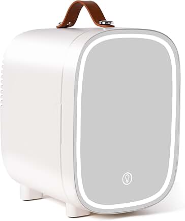 Small 4L Mini Fridge with LED Mirror for Bedroom and Travel