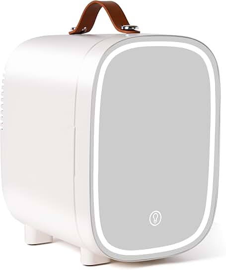 Small 4L Mini Fridge with LED Mirror for Bedroom and Travel