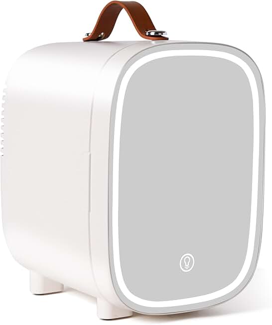 Small 4L Mini Fridge with LED Mirror for Bedroom and Travel
