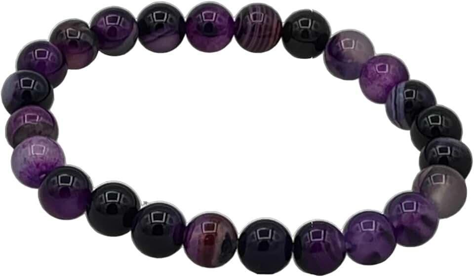 Natural Sugilite 8mm Round Beaded Stretch Bracelet