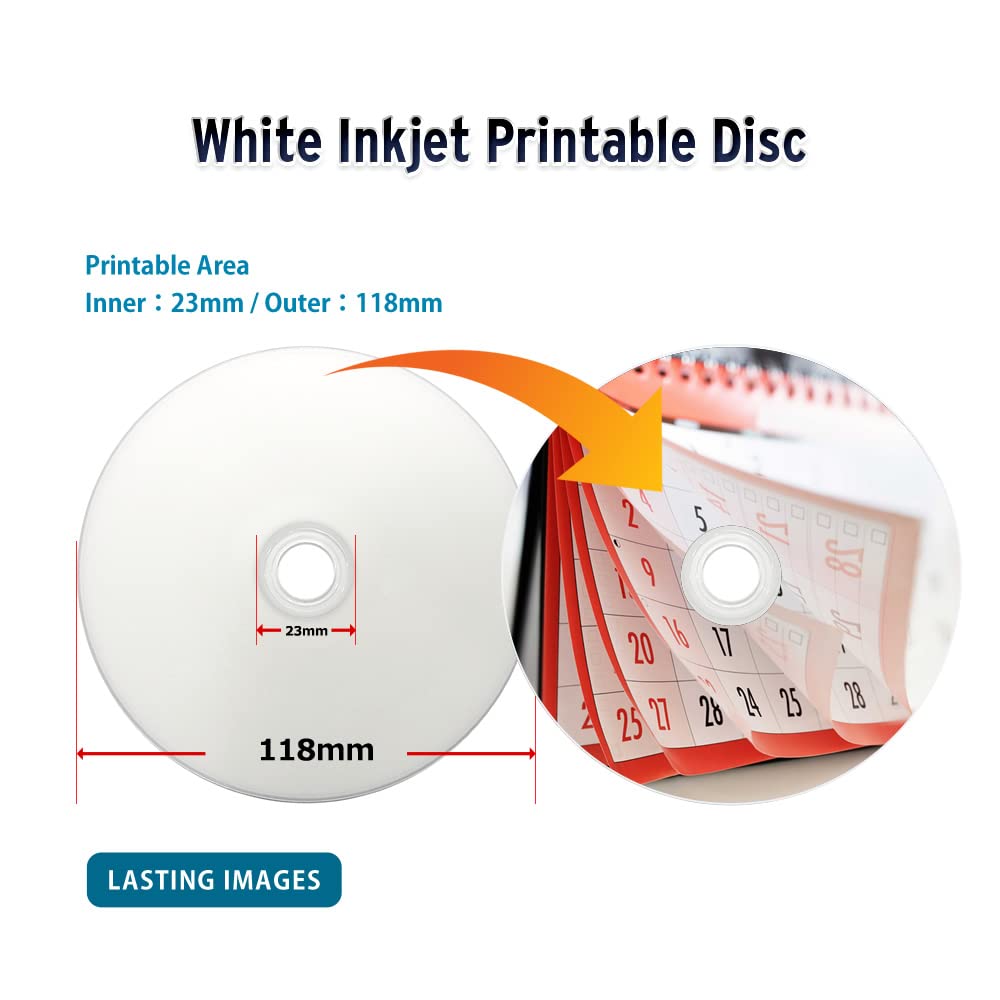 6X 50GB BD-R DL White Inkjet Printable Blu-ray Double Layer Recordable Media , 50-Disc Spindle