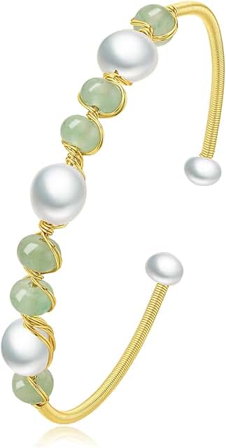Green Jade and Pearl Bracelets for Women
