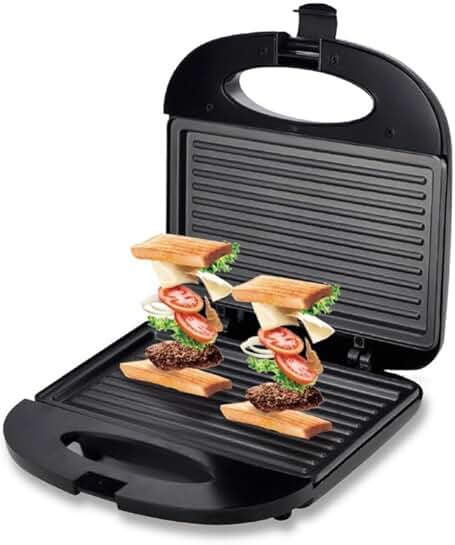 Electric Sandwich and Panini Maker with Non-Stick Surface