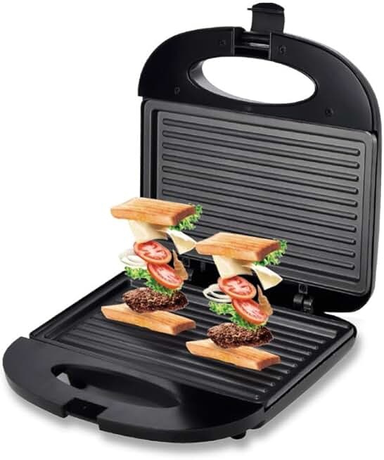Electric Sandwich and Panini Maker with Non-Stick Surface