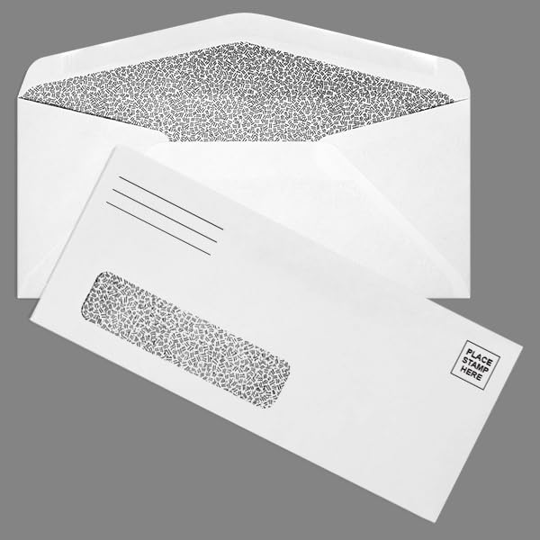 White Business Window Envelopes, 3 7/8" x 8 7/8", 50 Pack