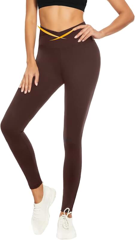 V Cross Waist Leggings for Women with Tummy Control