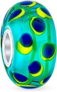 Sterling Silver Rainbow Spotted Glass Charm Bead