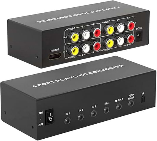 4-Port AV to HDMI Converter 1080P with Remote