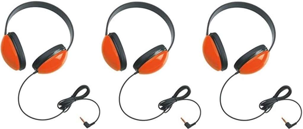Set of 3 Red Stereo Headphones for Students