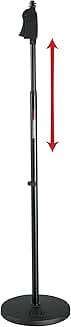 Microphone stand with weighted base and soft grip height adjustment