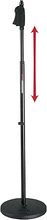 Microphone stand with weighted base and soft grip height adjustment