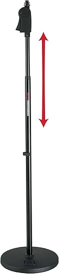 Microphone stand with weighted base and soft grip height adjustment