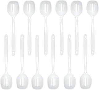 12-Piece White Slotted Melamine Spoon Set
