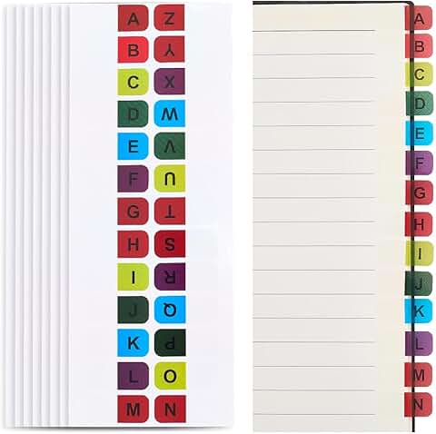 390-Piece Colorful Alphabet Index Tabs for Binders and Books