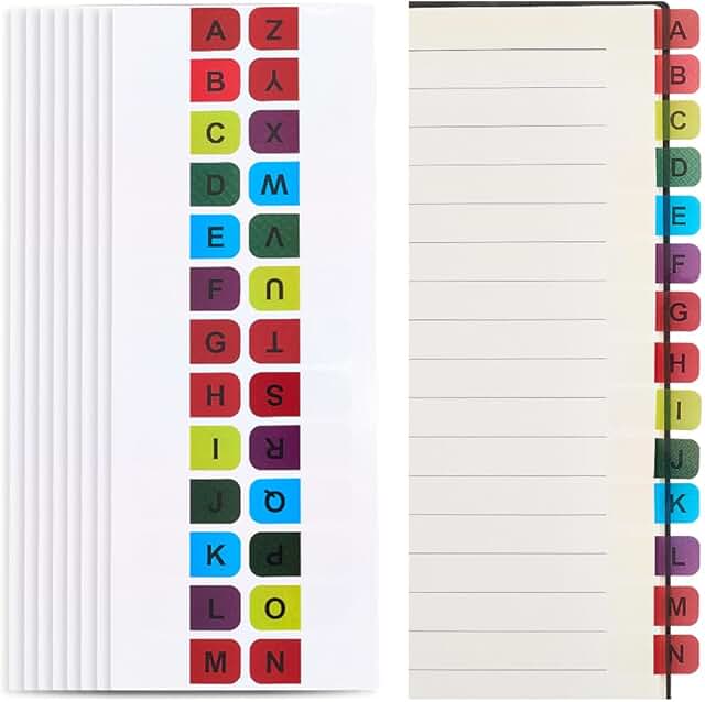 390-Piece Colorful Alphabet Index Tabs for Binders and Books