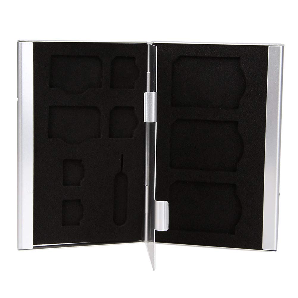 10 in 1 Modern Style Black Aluminum Memory Card Storage Case Box Holders for Micro Memory SD Micro Nano SIM Card