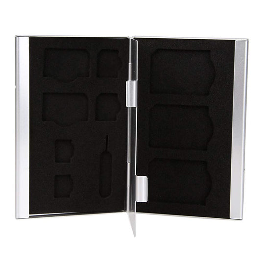 10 in 1 Modern Style Black Aluminum Memory Card Storage Case Box Holders for Micro Memory SD Micro Nano SIM Card